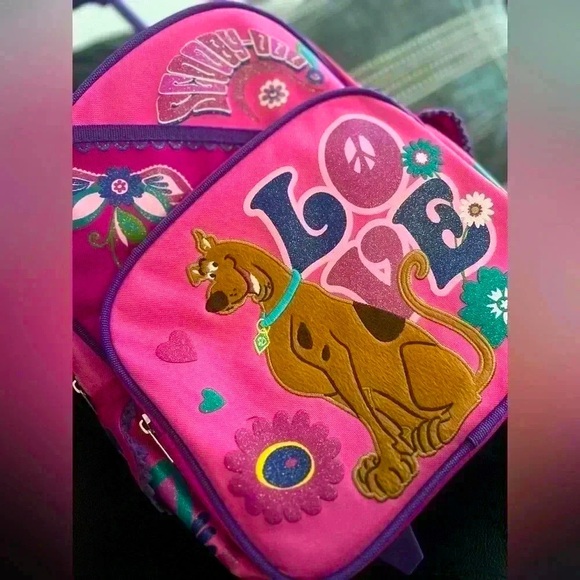 Scooby Doo Small Rolling Backpack Pink Peace & Love! - Picture 8 of 14